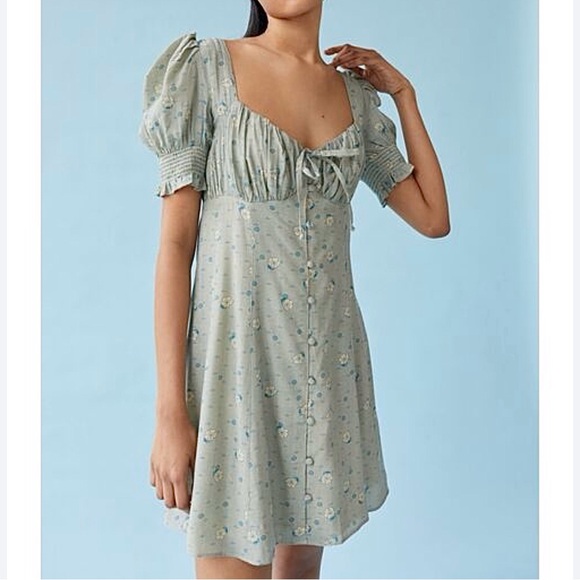 💖 Urban Outfitters Light Green Persephone Mini Dress - Picture 17 of 17